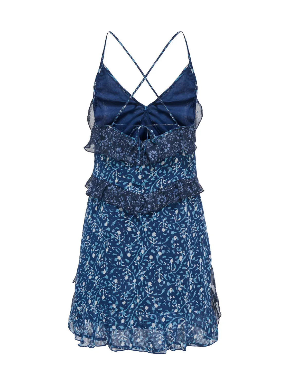 Vestido Corto Volantes ONLY Ralias Azul Marino | Bicos de Fío