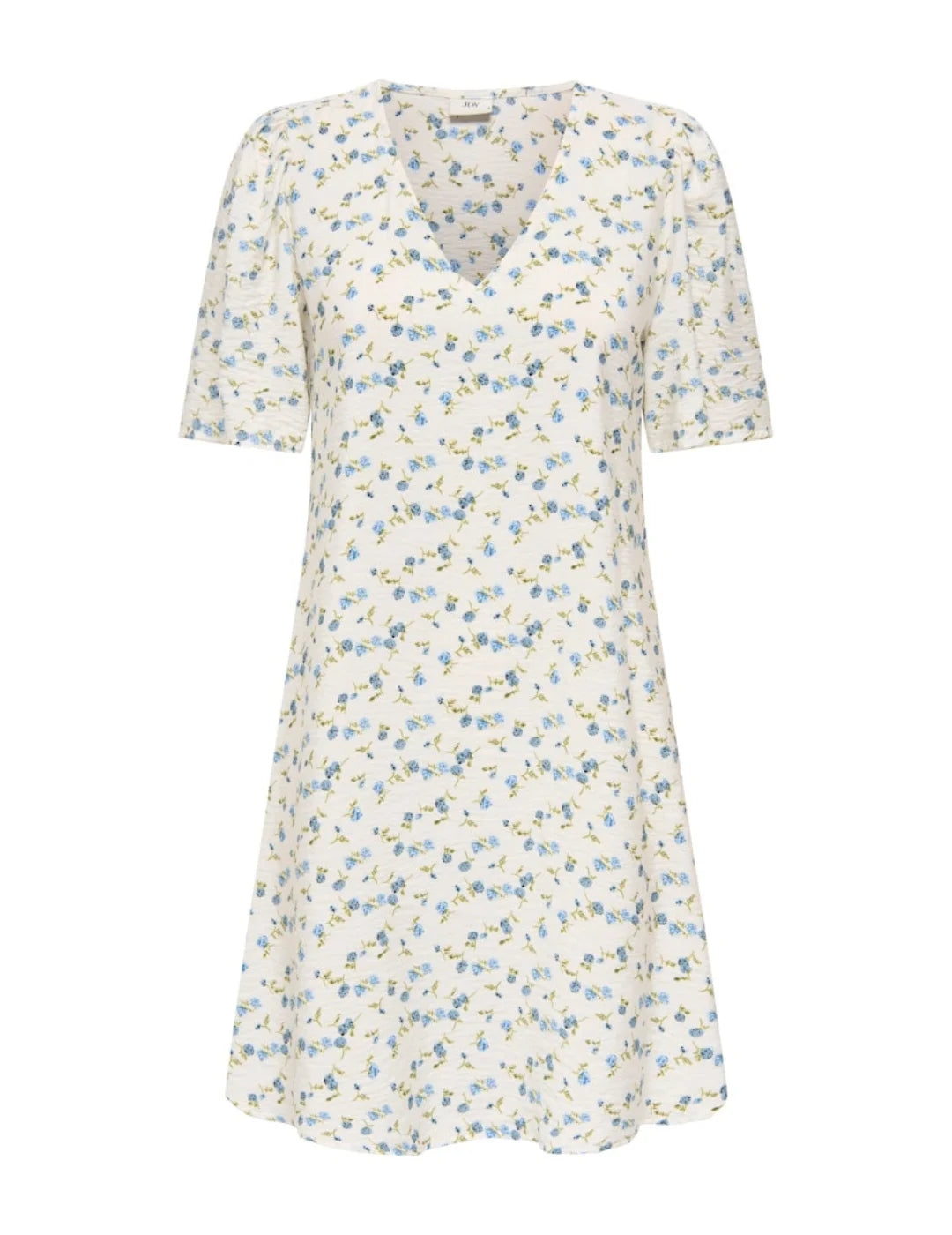 Vestido Corto JDY Carrie Blanco Flores Azules | Bicos de Fío