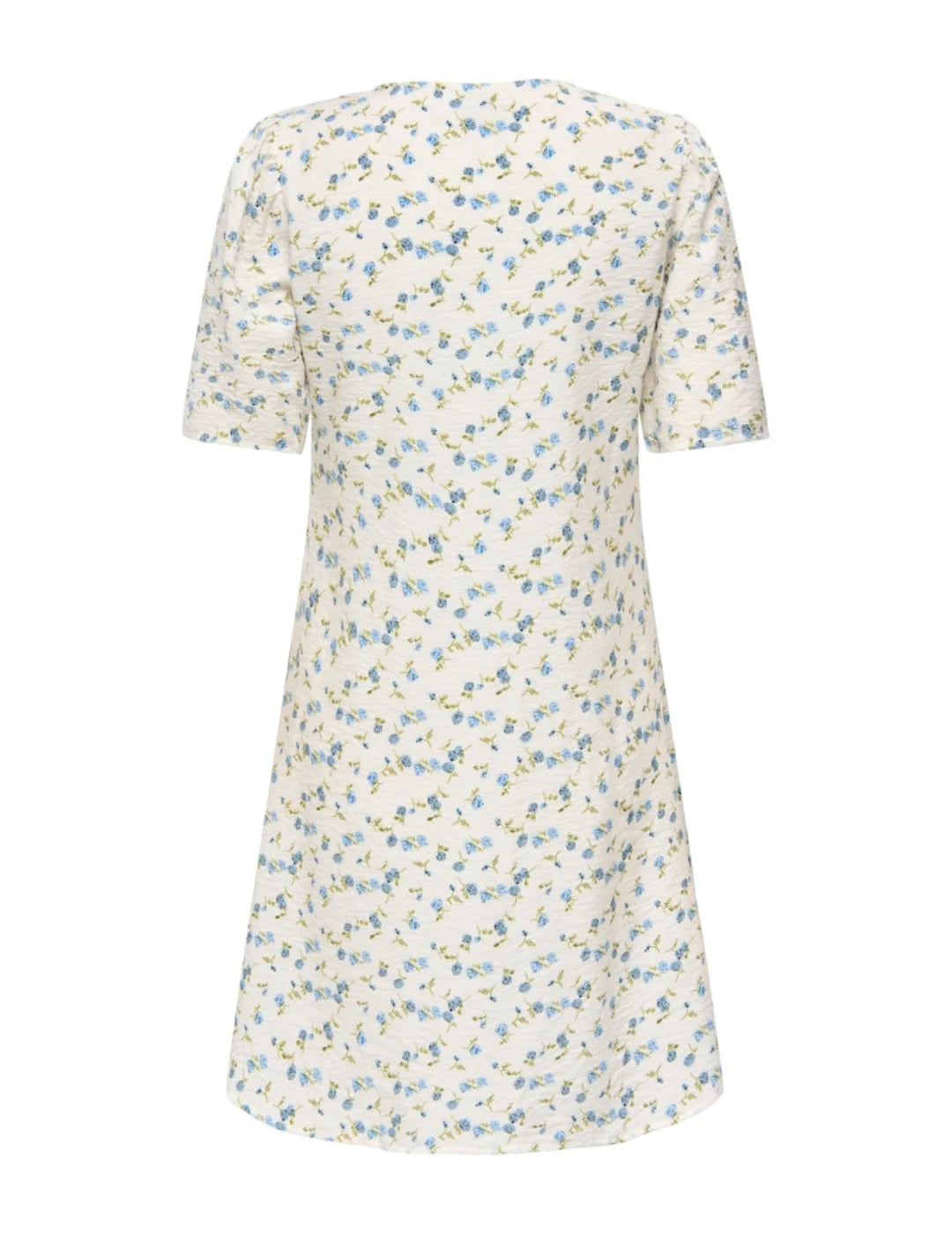 Vestido Corto JDY Carrie Blanco Flores Azules | Bicos de Fío
