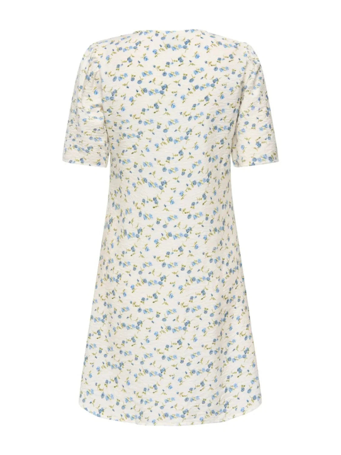 Vestido Corto JDY Carrie Blanco Flores Azules | Bicos de Fío