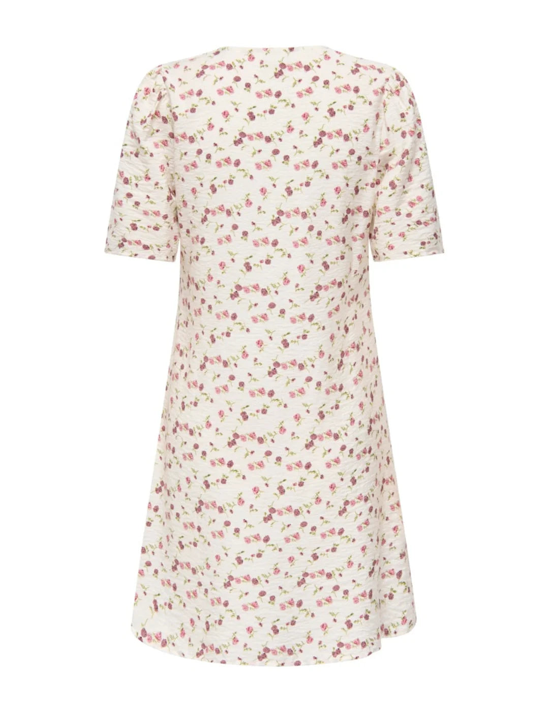 Vestido Corto JDY Carrie Blanco Flores Rosas | Bicos de Fío