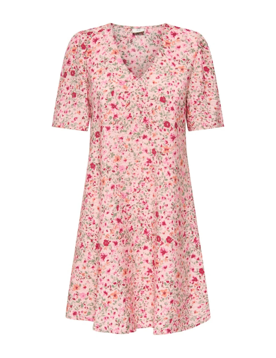 Vestido Corto JDY Carrie Rosa Flores Rojas | Bicos de Fío