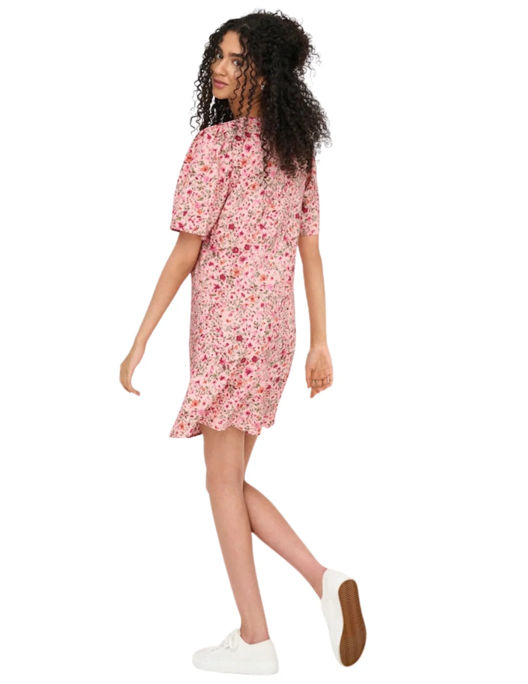 Vestido Corto JDY Carrie Rosa Flores Rojas | Bicos de Fío