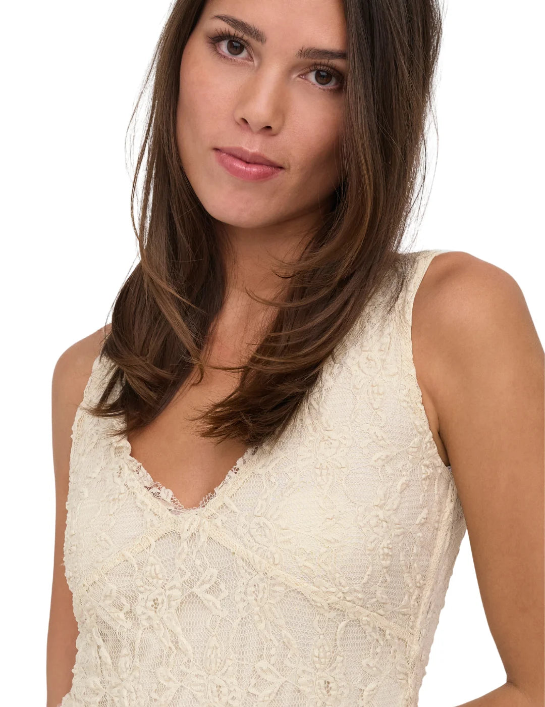 Vestido Largo ONLY Albina Crudo | Bicos de Fío