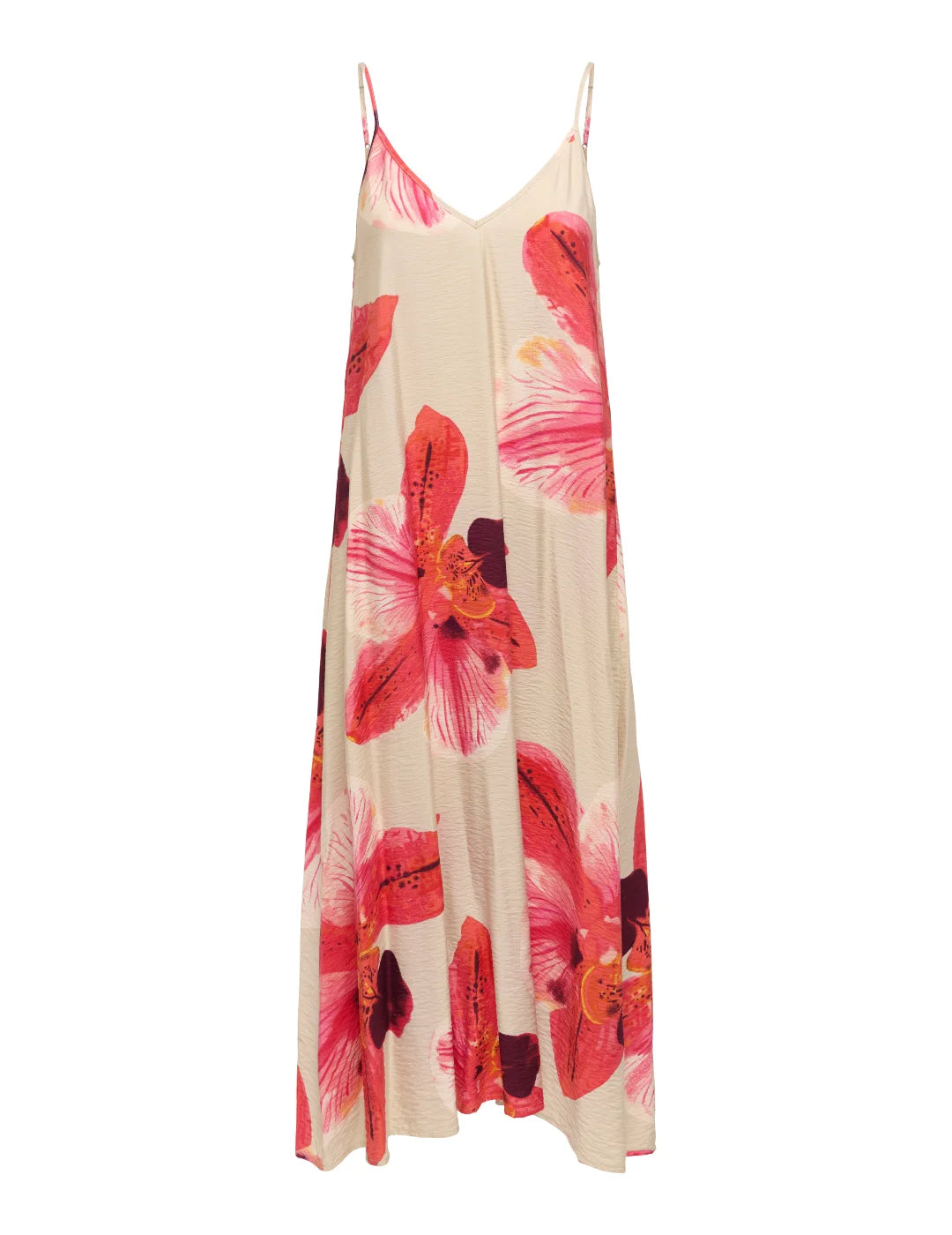 Vestido Largo ONLY Elanor Flores Crudo | Bicos de Fío