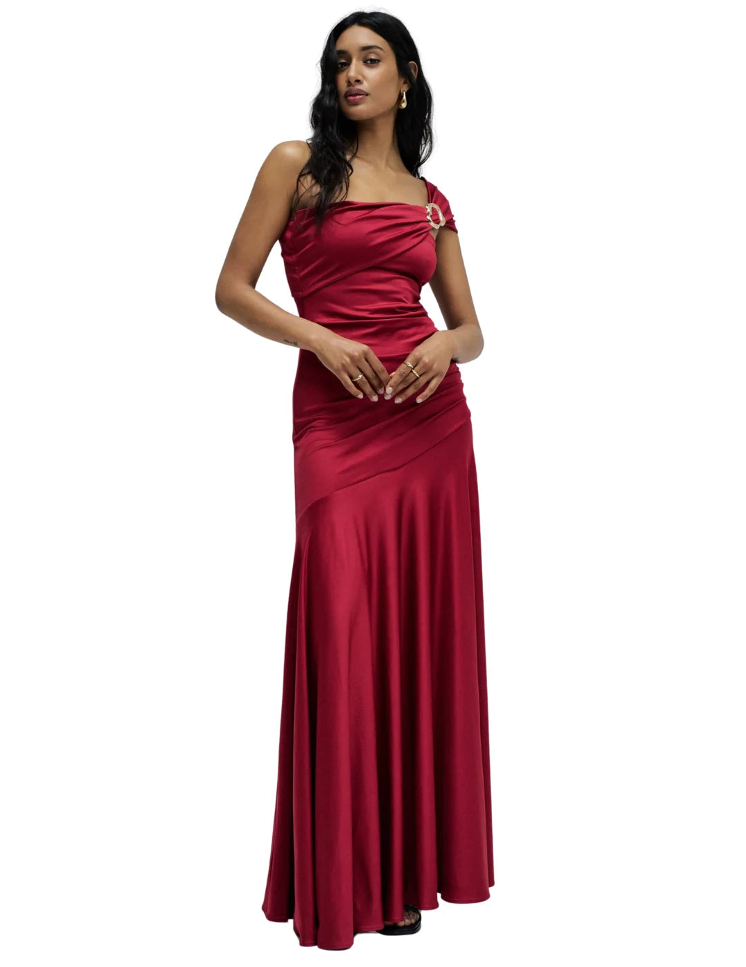 Vestido Largo Salsa Jeans Detalle Dorado Rojo | Bicos de Fío