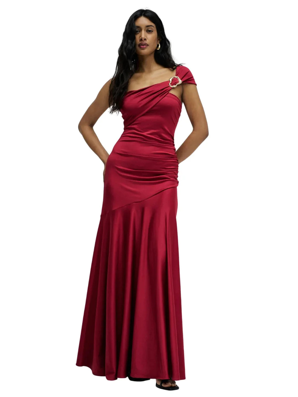 Vestido Largo Salsa Jeans Detalle Dorado Rojo | Bicos de Fío