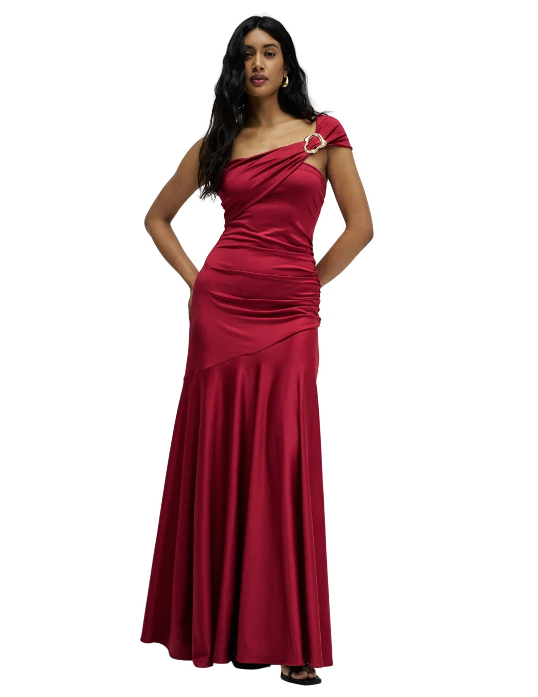 Vestido Largo Salsa Jeans Detalle Dorado Rojo | Bicos de Fío