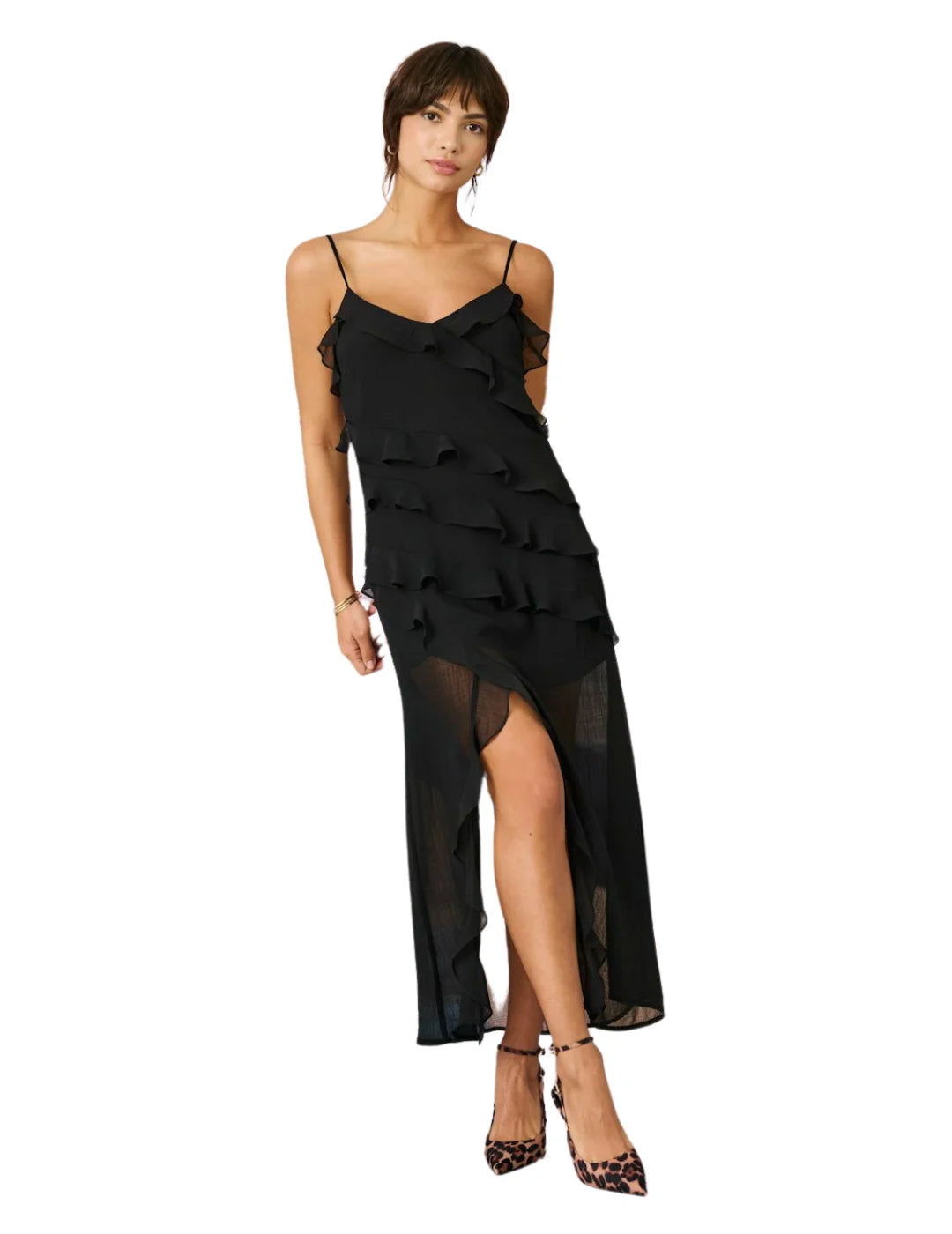 Vestido Volantes ONLY Sine Negro | Bicos de Fío