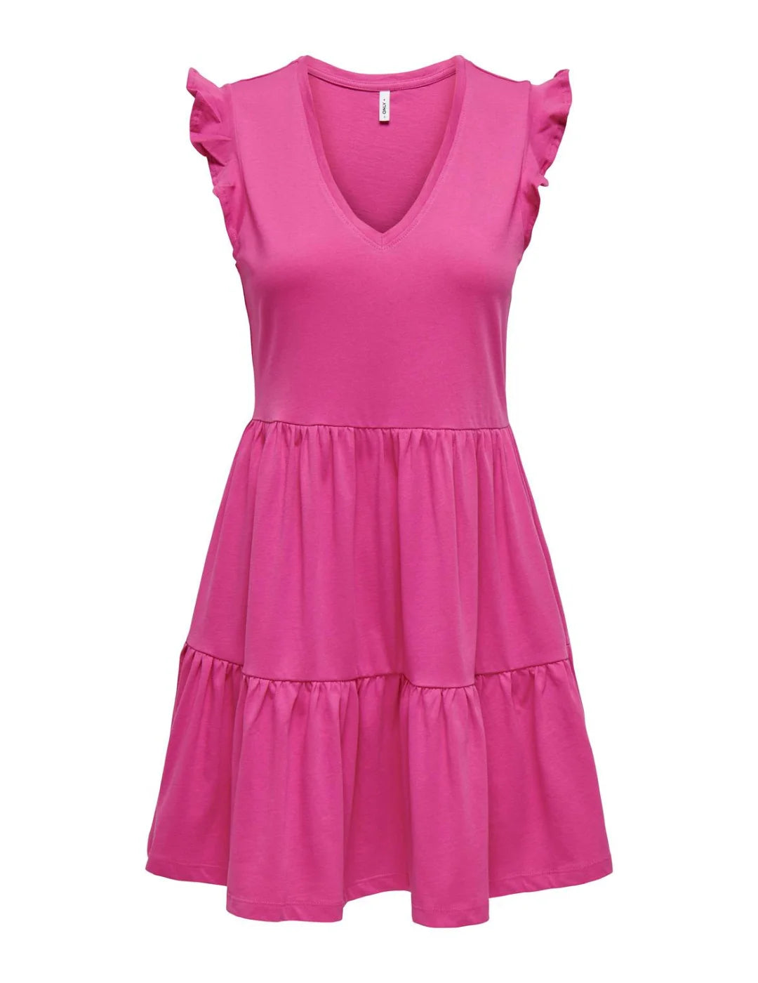 Vestido Manga Corta Volantes Only Onlmay Fucsia | Bicos de Fío