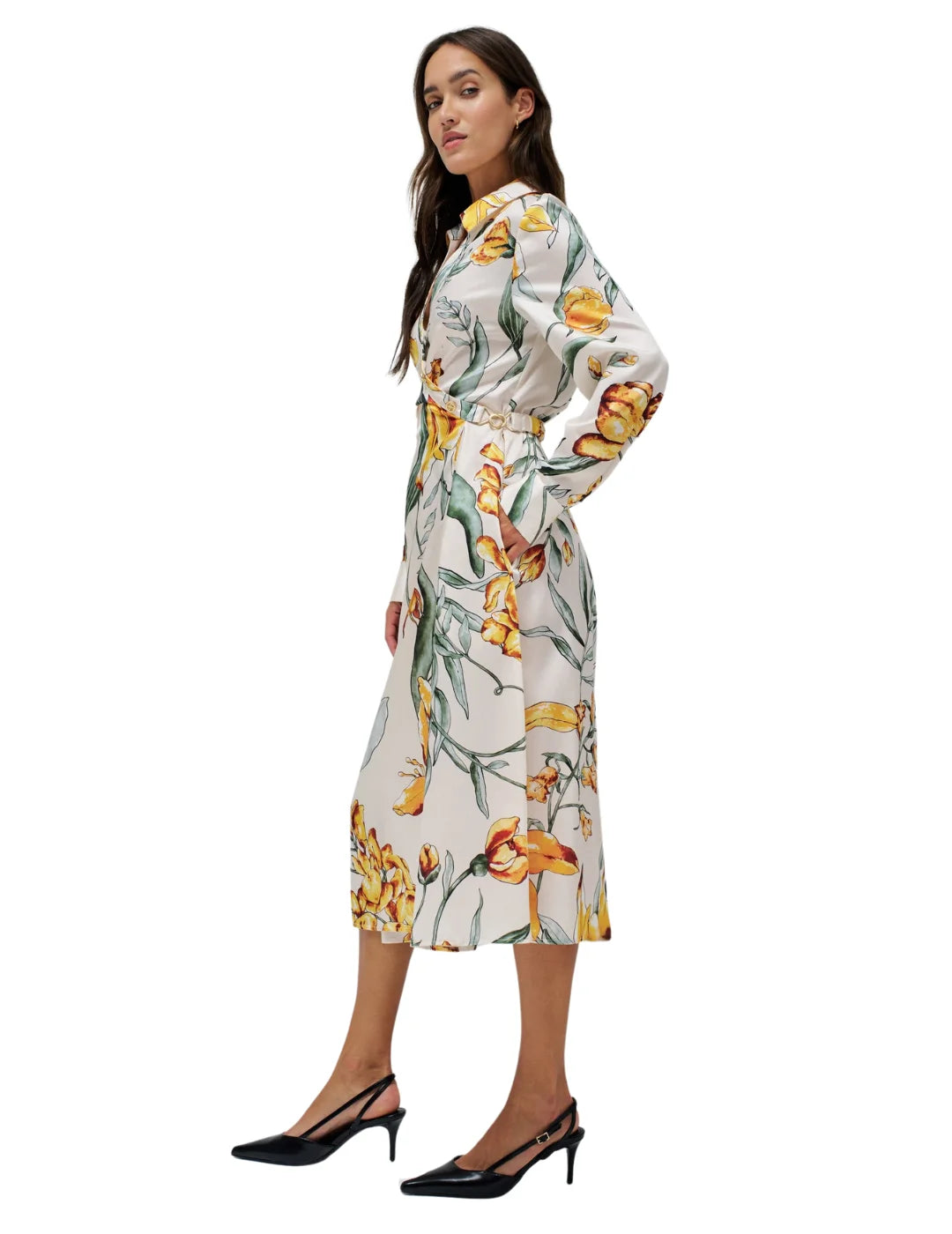 Vestido Midi Estampado Salsa Jeans Blanco | Bicos de Fío