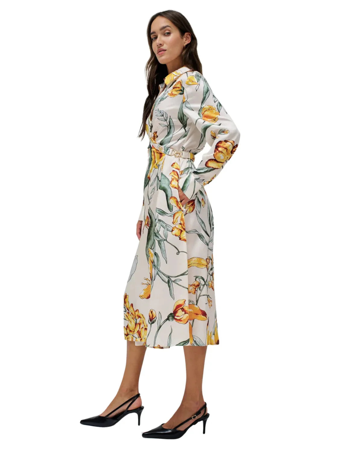Vestido Midi Estampado Salsa Jeans Blanco | Bicos de Fío