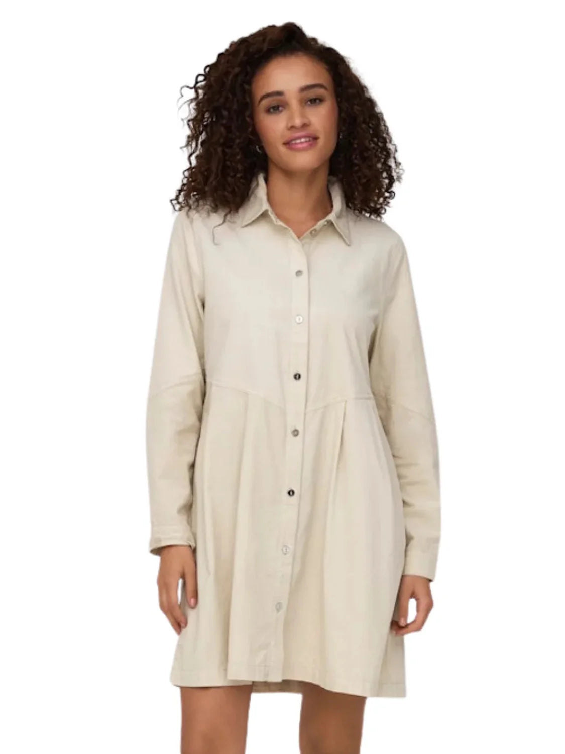 Vestido Camisero Corto ONLY Aime Beige - Bicos de Fío