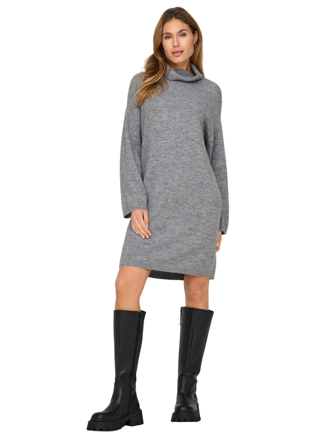 Vestido De Punto Only Onltalio Gris | Bicos de Fío