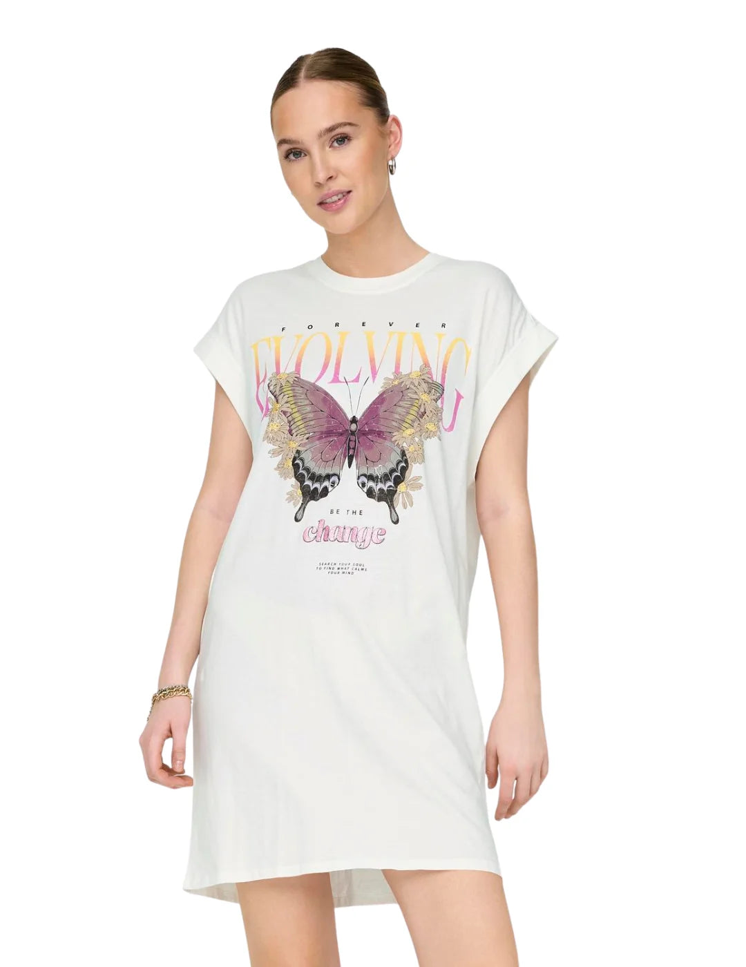 Vestido De Algodón Only Onllucy Butterfly Blanco | Bicos de Fío