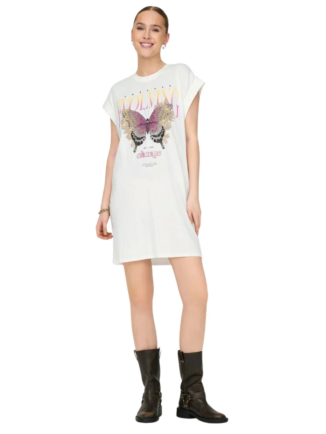 Vestido De Algodón Only Onllucy Butterfly Blanco | Bicos de Fío