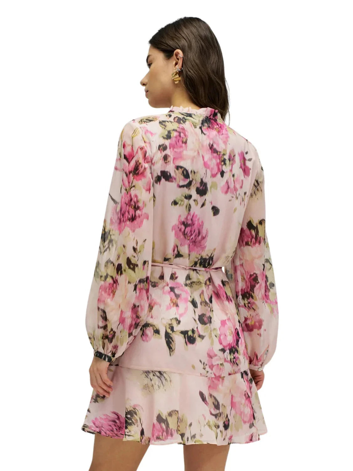 Vestido Patrón Floral Salsa Jeans Rosa | Bicos de Fío