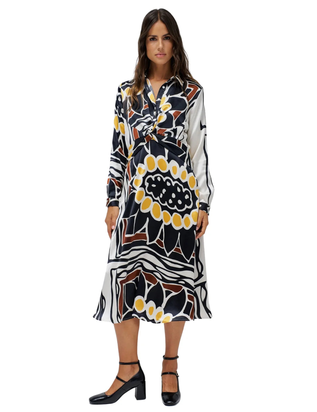 Vestido Midi Salsa Jeans Twisted Amarillo | Bicos de Fío