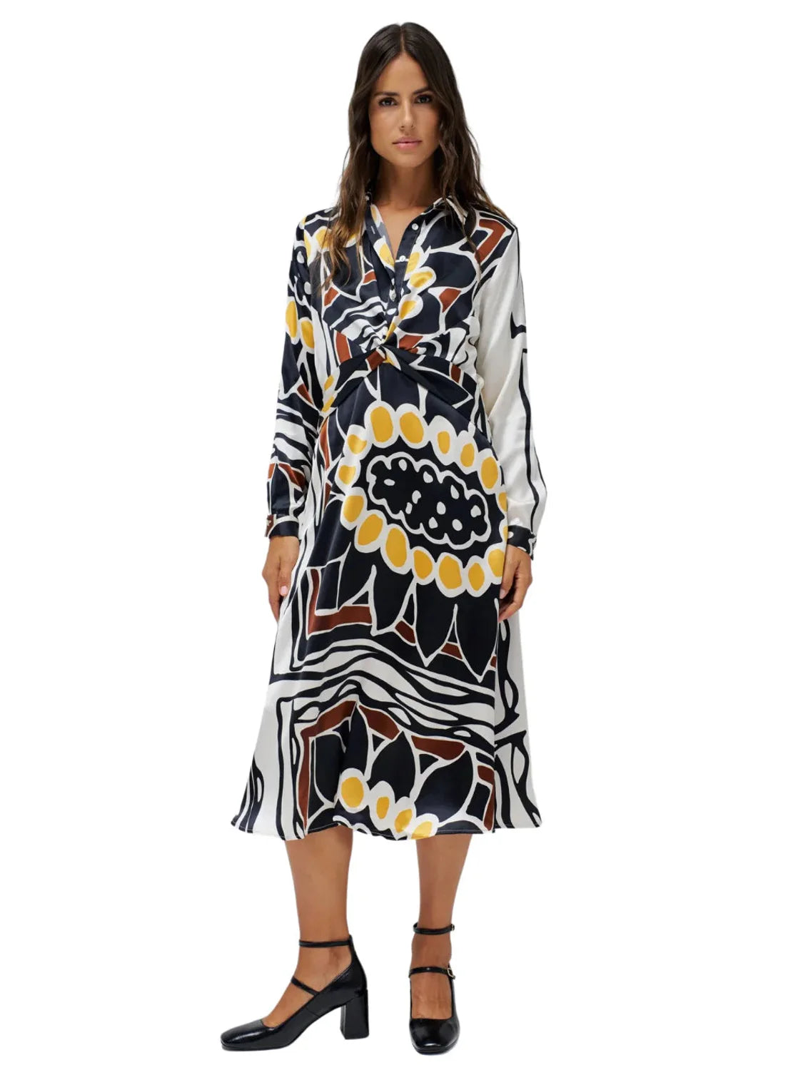 Vestido Midi Salsa Jeans Twisted Amarillo | Bicos de Fío