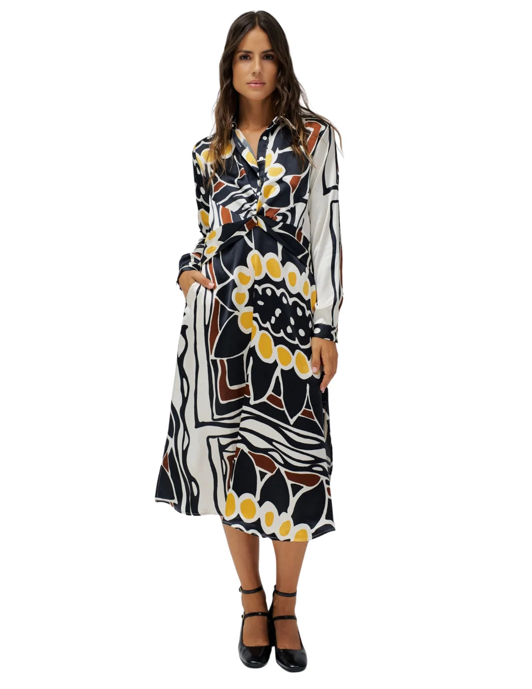 Vestido Midi Salsa Jeans Twisted Amarillo | Bicos de Fío