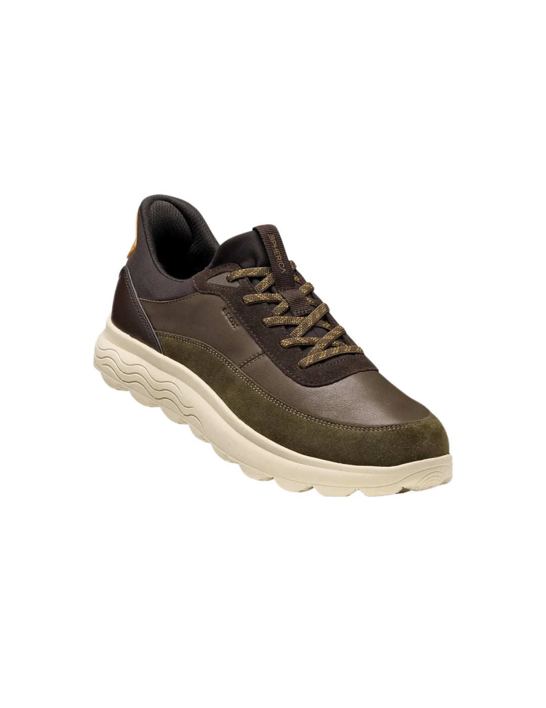 Zapatilla GEOX Spherica Plus Verde Militar-Marrón | Bicos de Fío