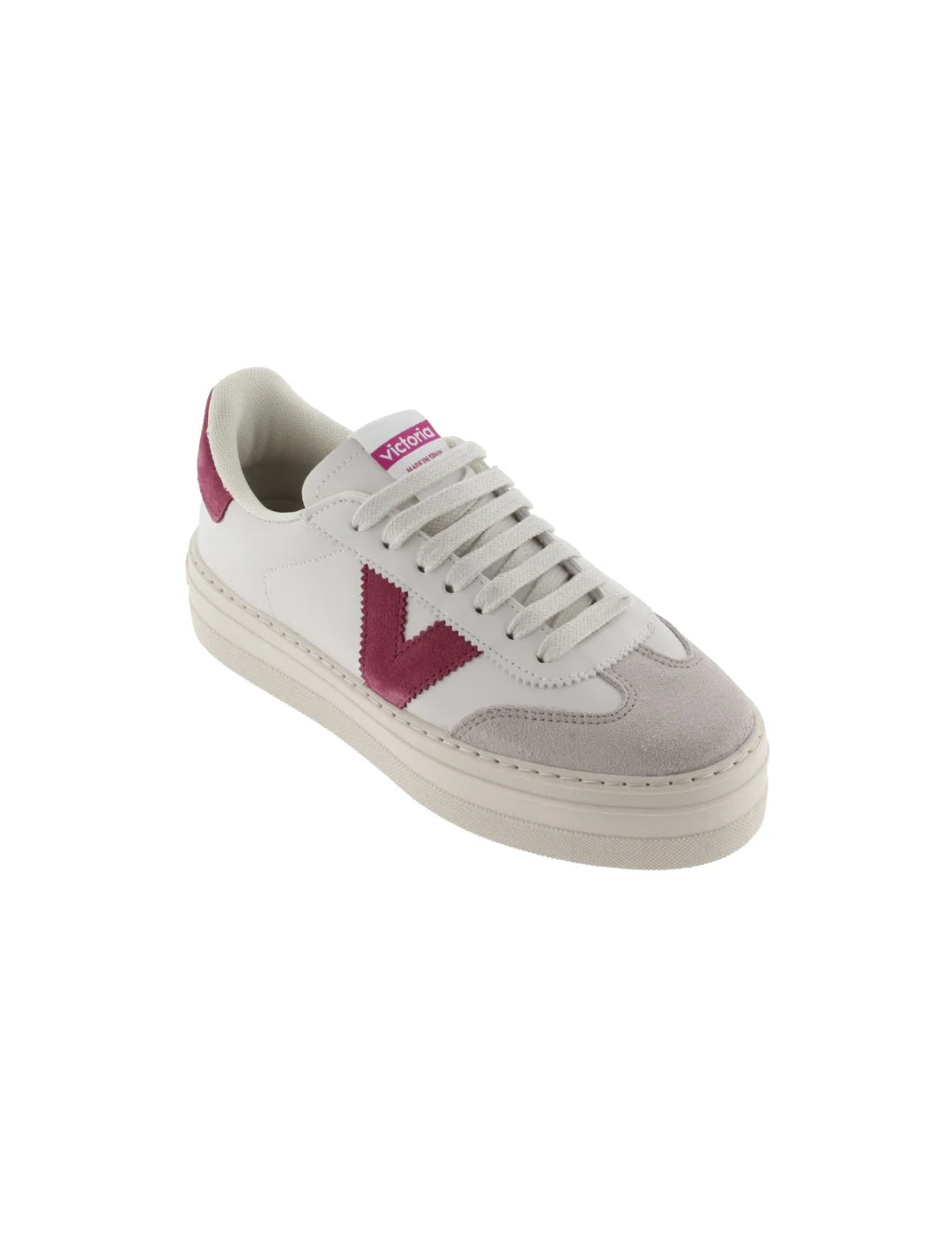 Zapatilla Victoria Barcelona Blanco-Frambuesa | Bicos de Fío