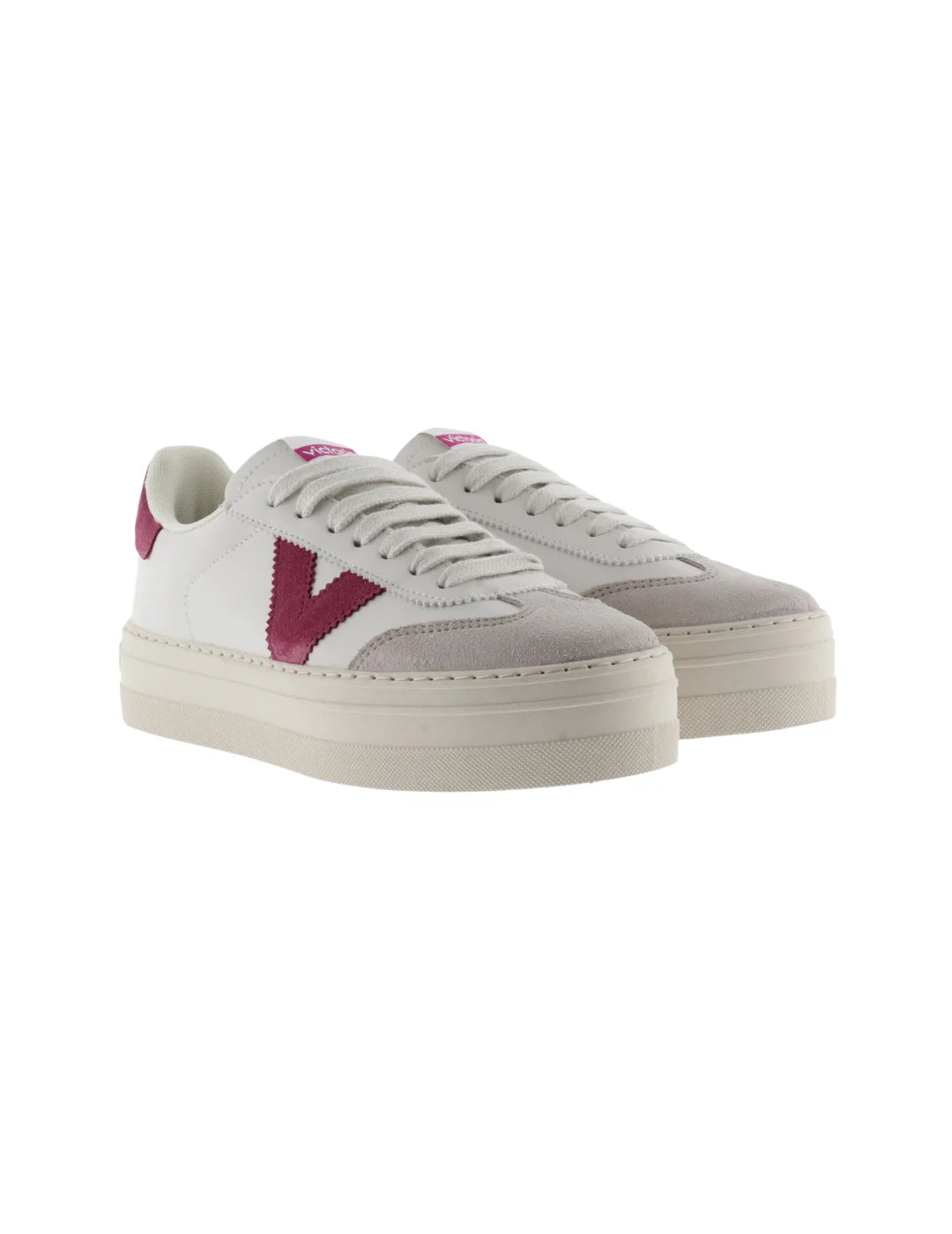 Zapatilla Victoria Barcelona Blanco-Frambuesa | Bicos de Fío