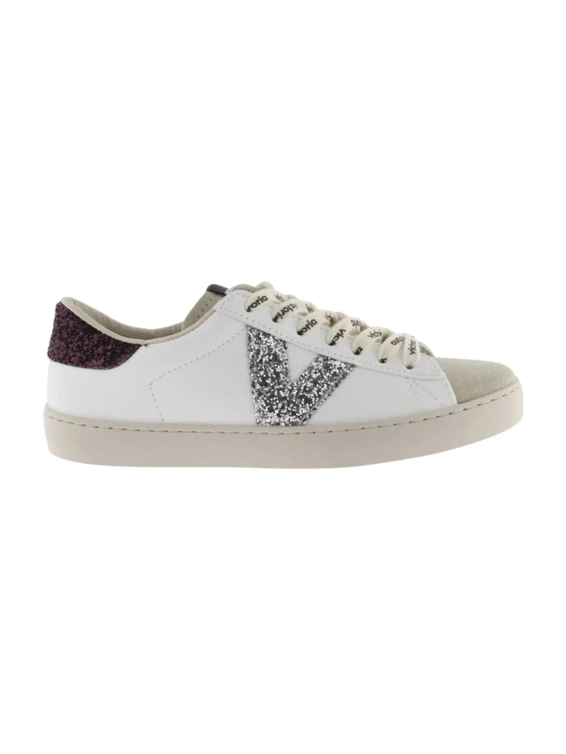 Zapatilla Victoria Berlin Blanco-Burdeos | Bicos de Fío