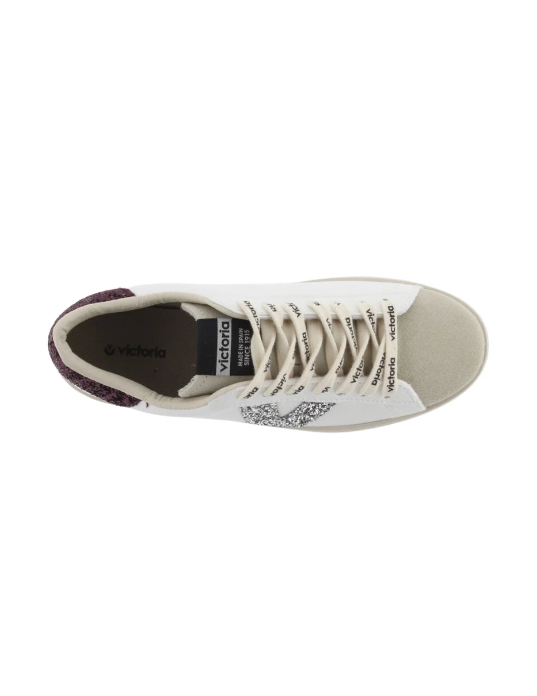 Zapatilla Victoria Berlin Blanco-Burdeos | Bicos de Fío