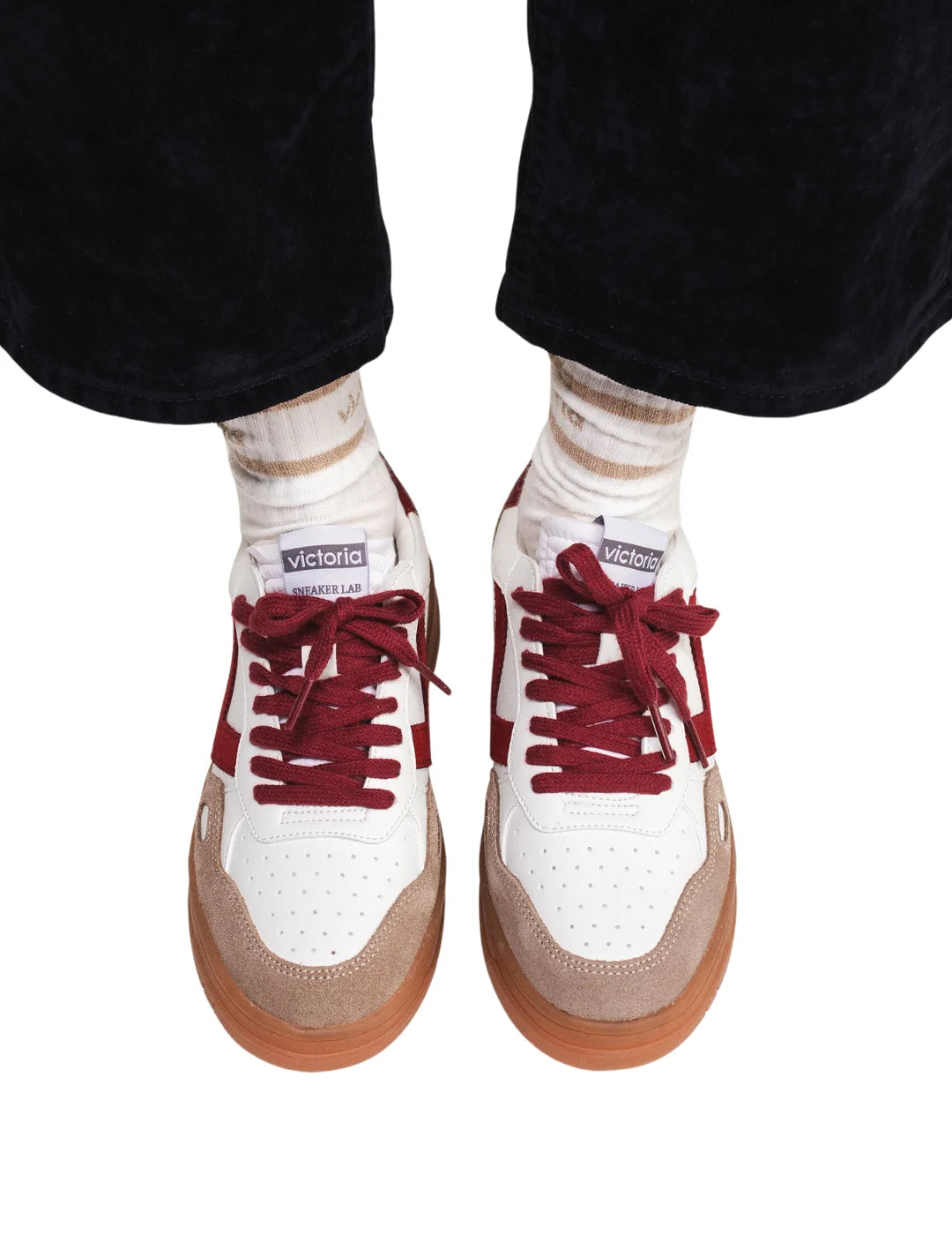 Zapatilla Victoria Seul Piel Serraje Rojo - Blanco | Bicos de Fío