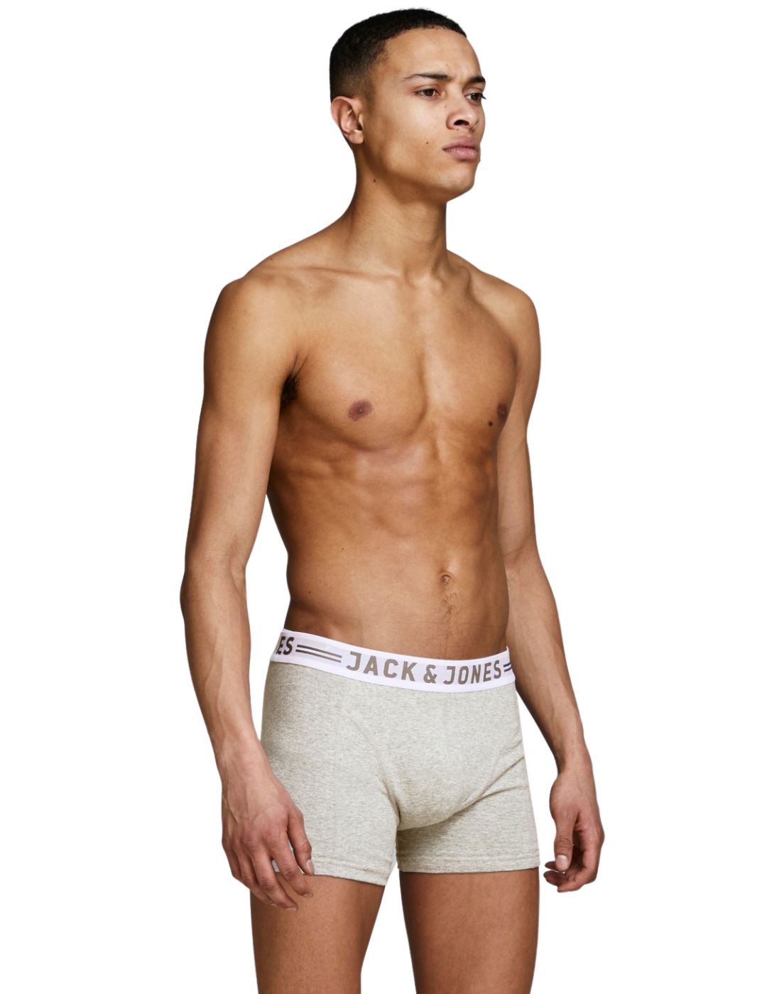 Pack de 3 Boxer Jack and Jones Sense Blanco-Gris-Negro - Bicos de Fío