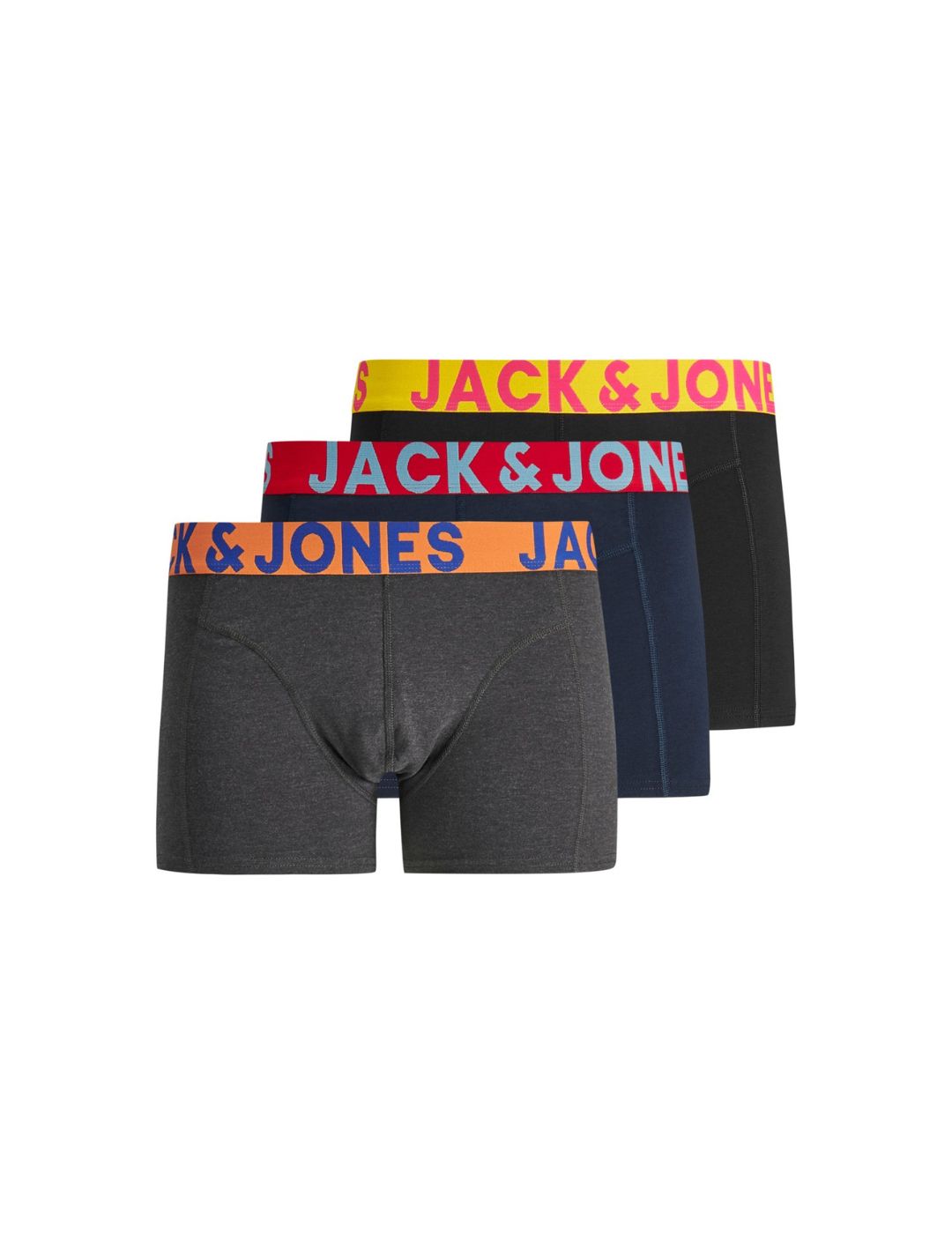 Pack de 3 Boxer Jack and Jones Crazy Marino-Gris-Negro - Bicos de Fío