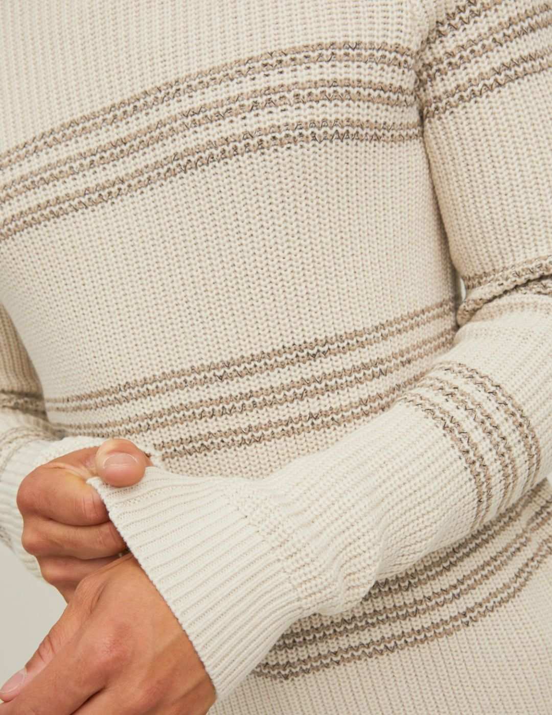 Jersey de rayas Jack and Jones Beige - Bicos de Fío