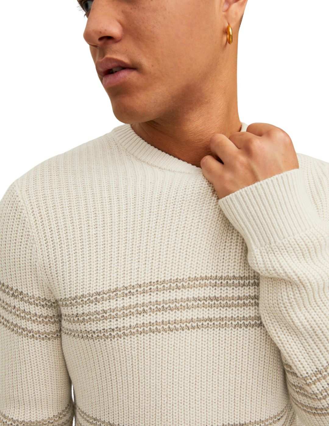 Jersey de rayas Jack and Jones Beige - Bicos de Fío