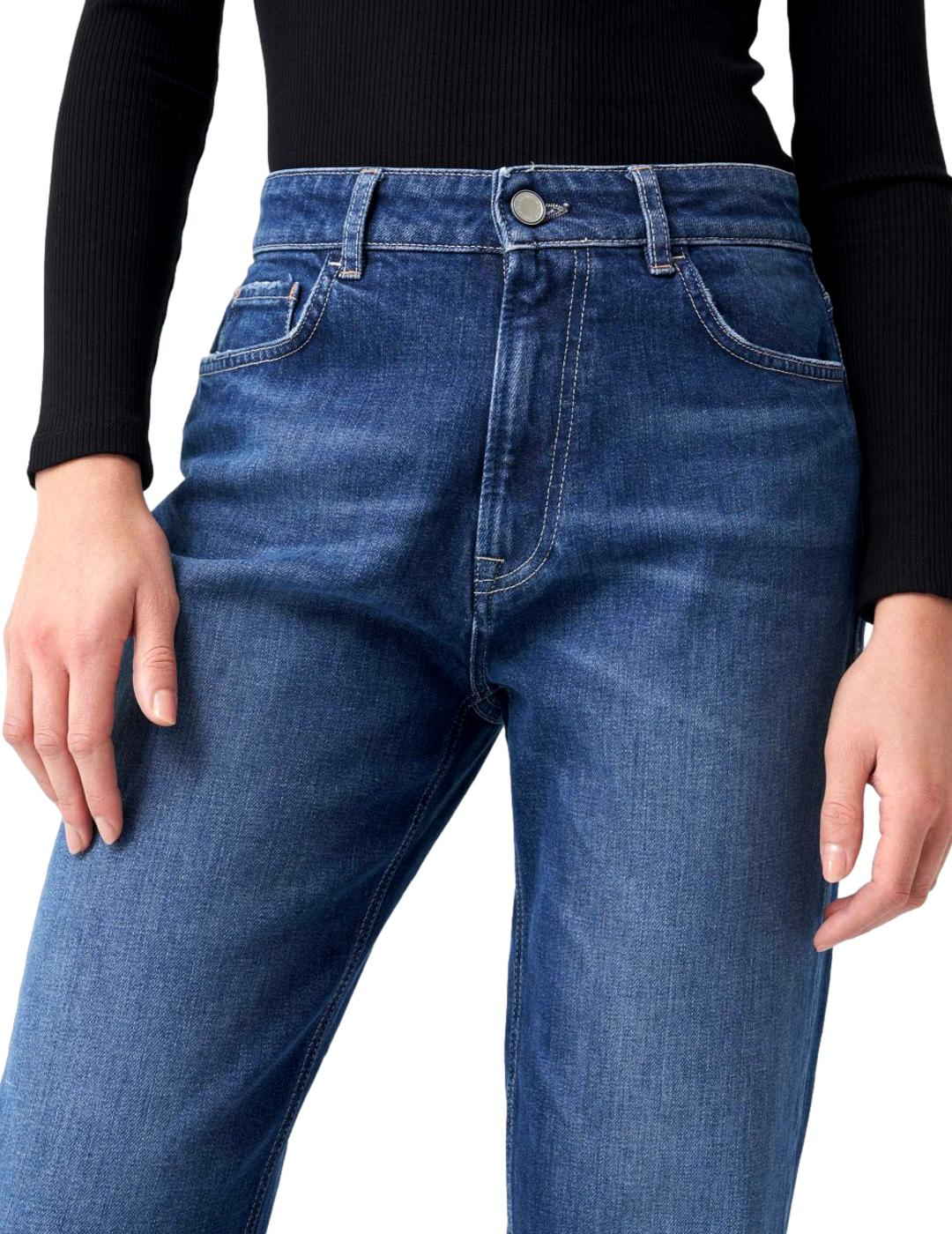 Vaqueros Salsa Boyfriend Cropped Slim Azul Oscuro - Bicos de Fío