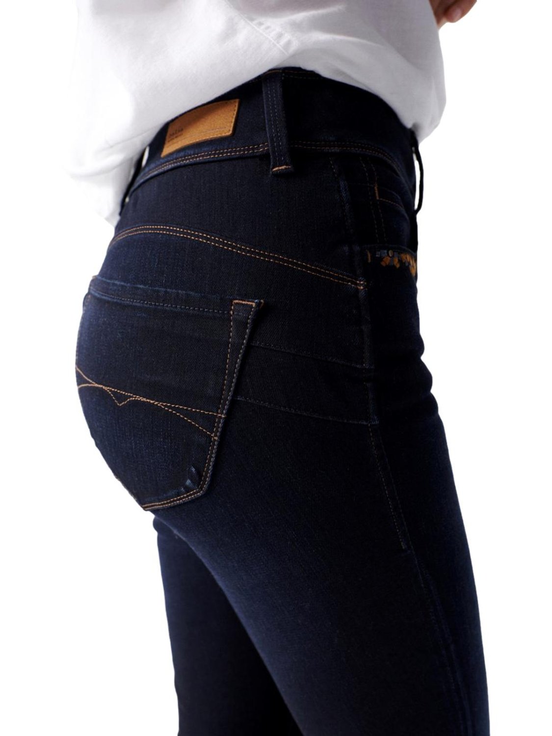 Vaqueros Salsa Push In Secret Slim Detalles Bolsillo Azul - Bicos de Fío