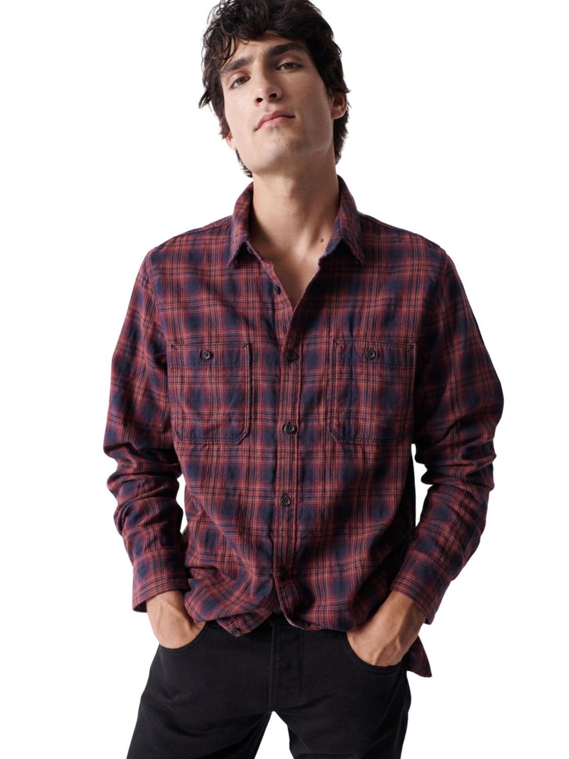 Camisa de cuadros Salsa Azul y Burdeos - Bicos de Fío