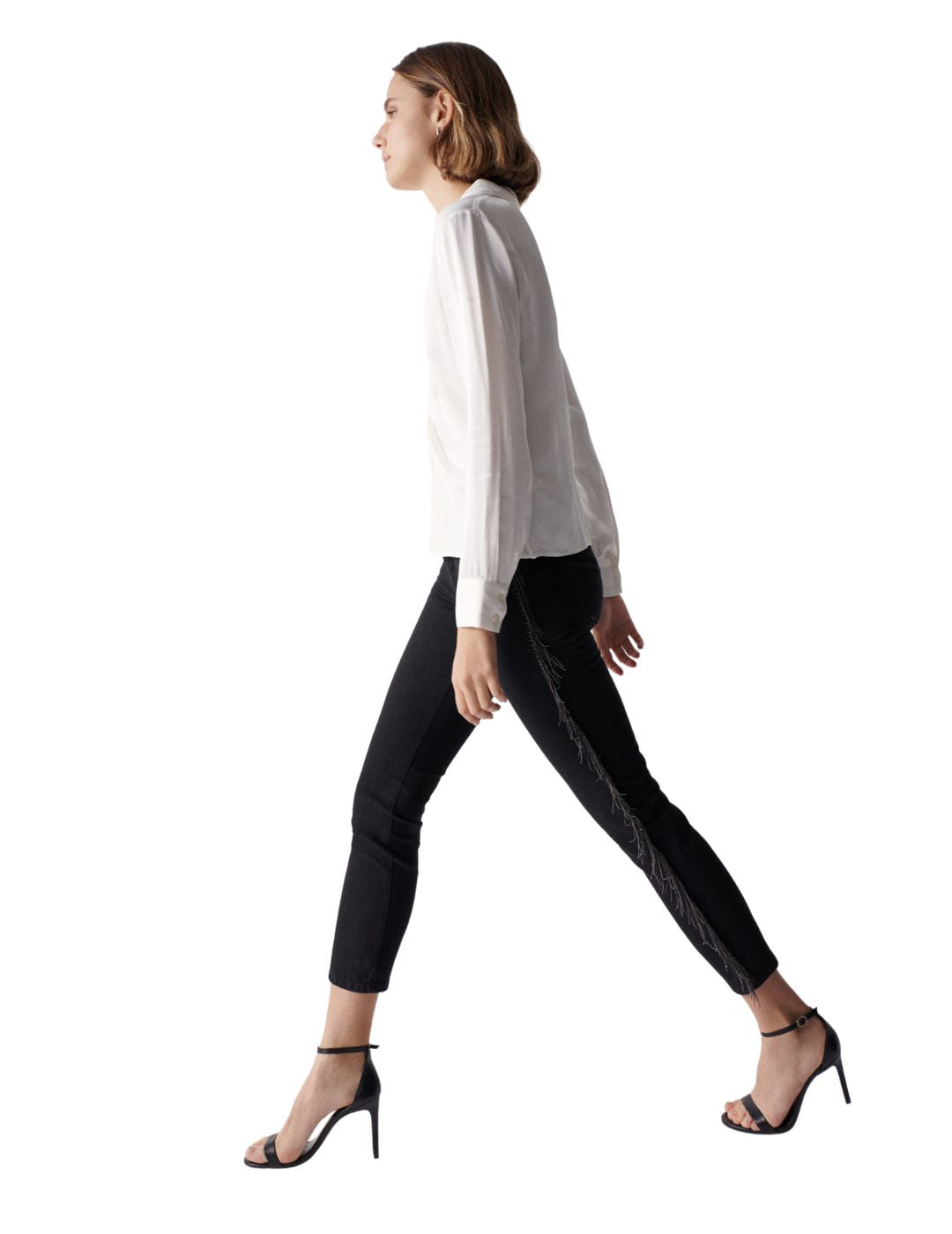 Blusa de satén acanalado Salsa Blanco - Bicos de Fío