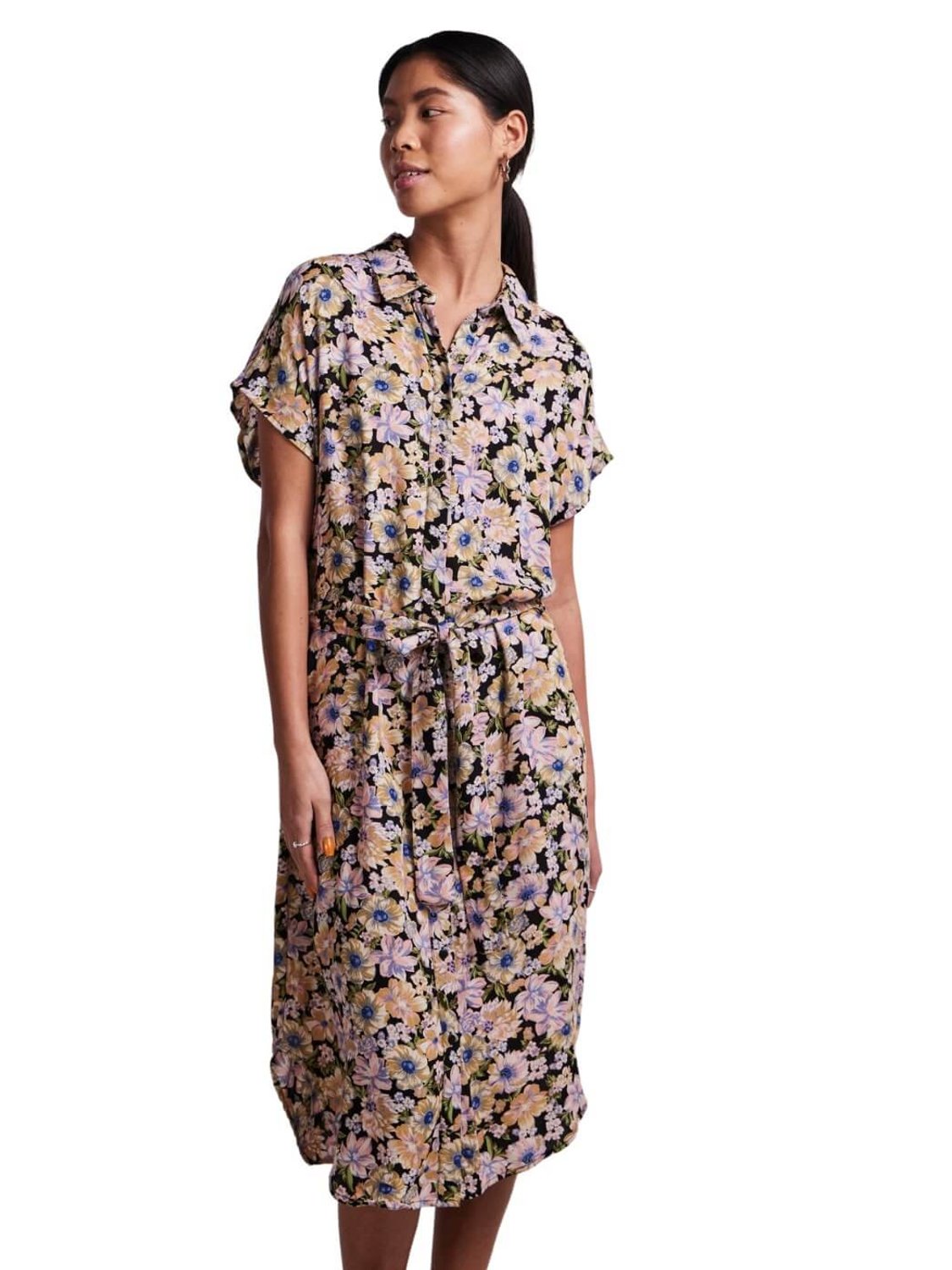 Vestido camisero estampado de flores Pieces Nya | Bicos de Fío