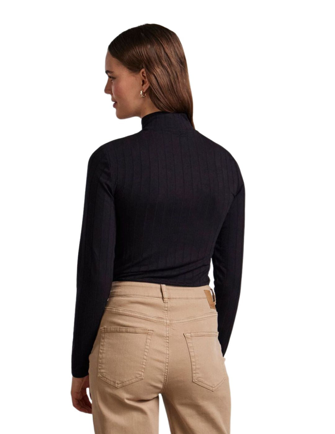 Camiseta de manga larga y cuello alto Pîeces Pcfemke Negro - Bicos de Fío