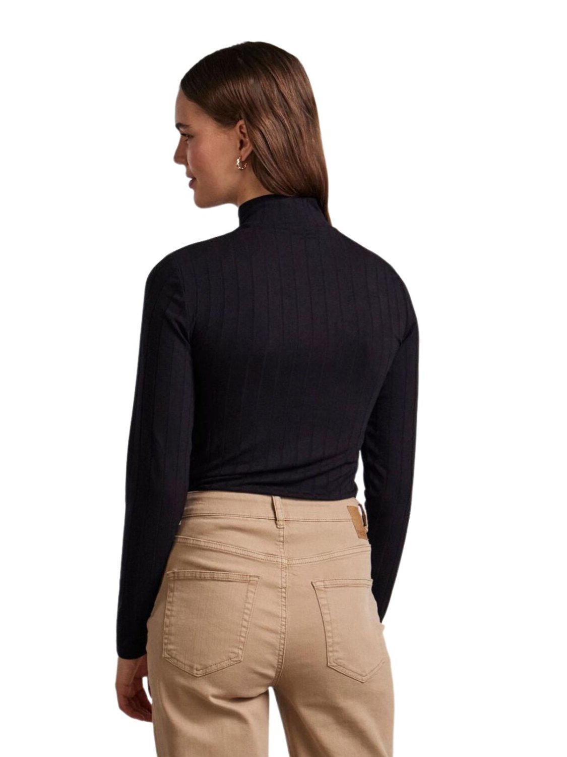 Camiseta de manga larga y cuello alto Pîeces Pcfemke Negro - Bicos de Fío