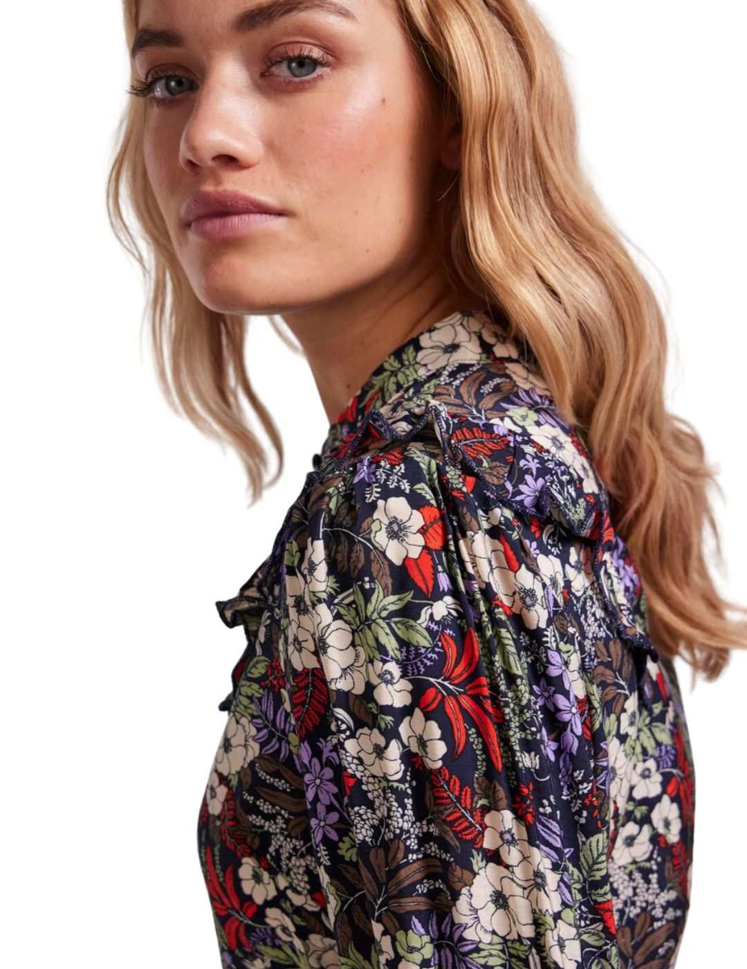 Vestido maxi con estampado floral Pieces Neela Multicolor - Bicos de Fío