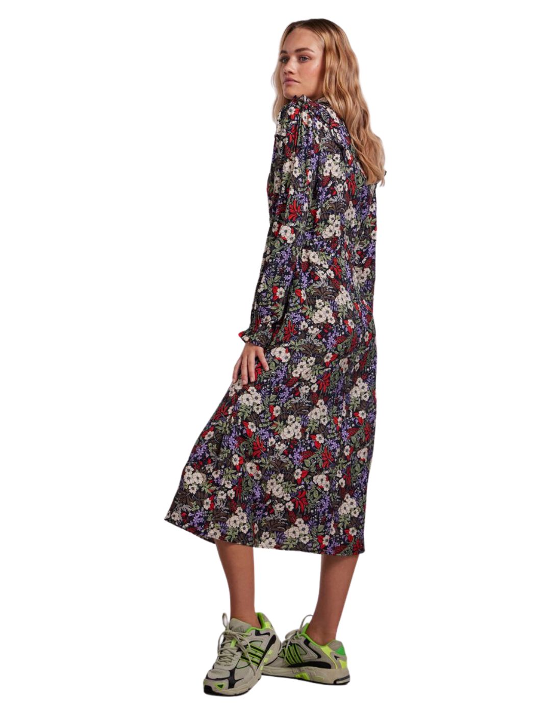 Vestido maxi con estampado floral Pieces Neela Multicolor - Bicos de Fío