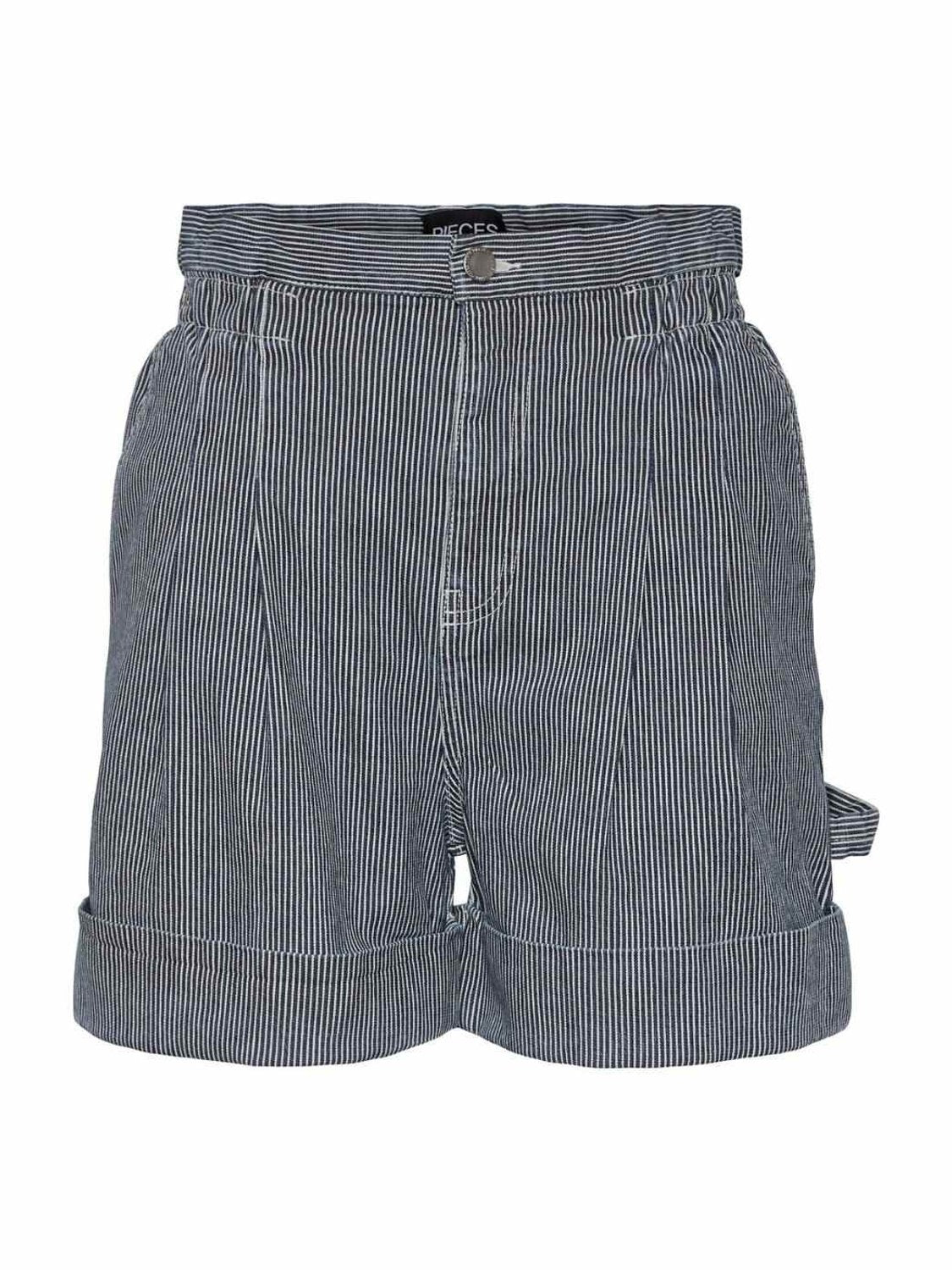 Pantalones cortos paperbag de rayas Pieces Azul Marino | Bicos de Fío