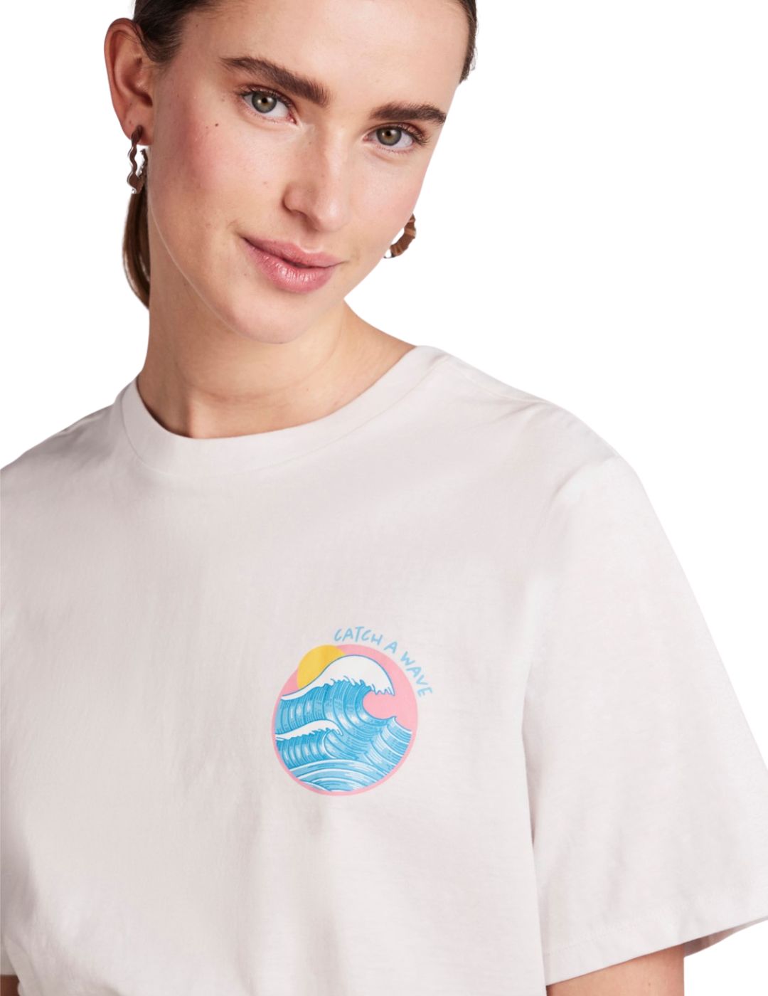 Camiseta de manga corta para mujer Pieces Wave Blanco - Bicos de Fío