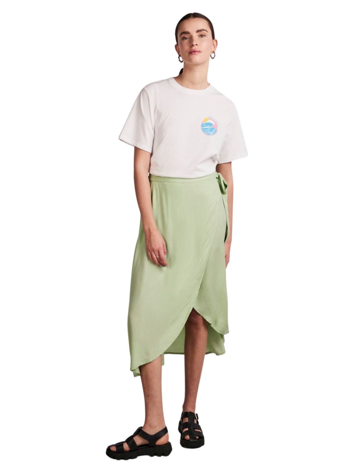 Camiseta de manga corta para mujer Pieces Wave Blanco - Bicos de Fío