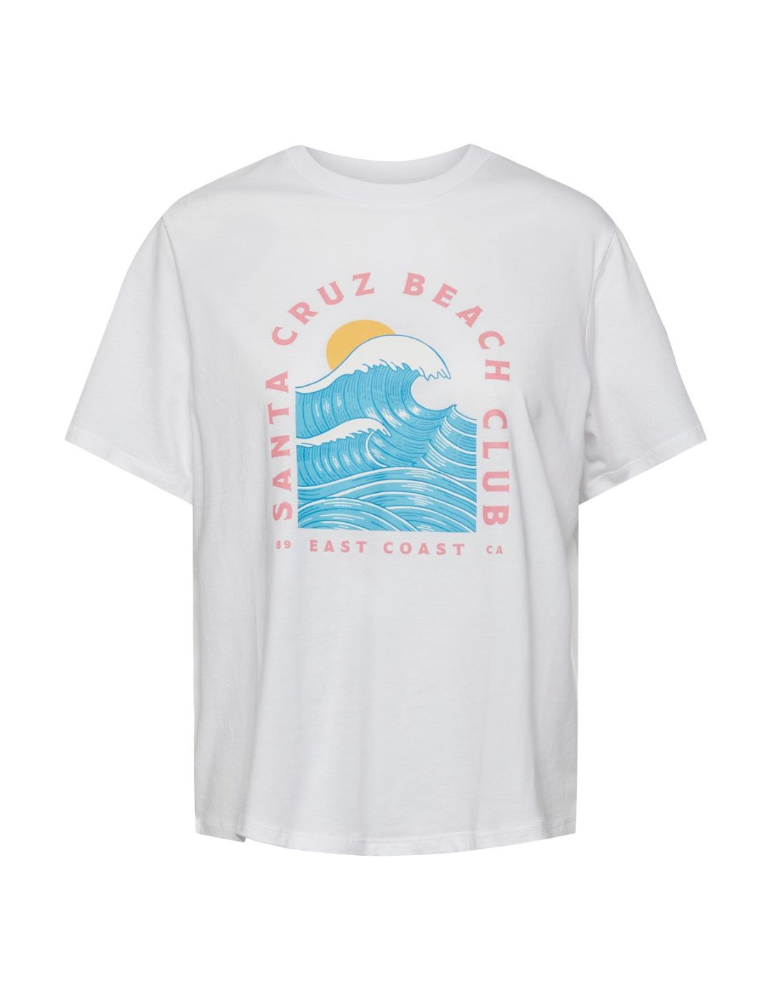 Camiseta de manga corta para mujer Pieces Santa Cruz Blanco - Bicos de Fío
