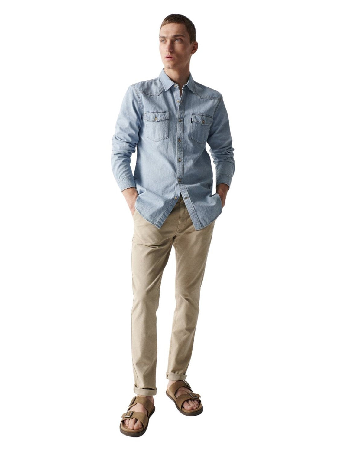 Pantalón chino Slim Salsa Beige | Bicos de Fío