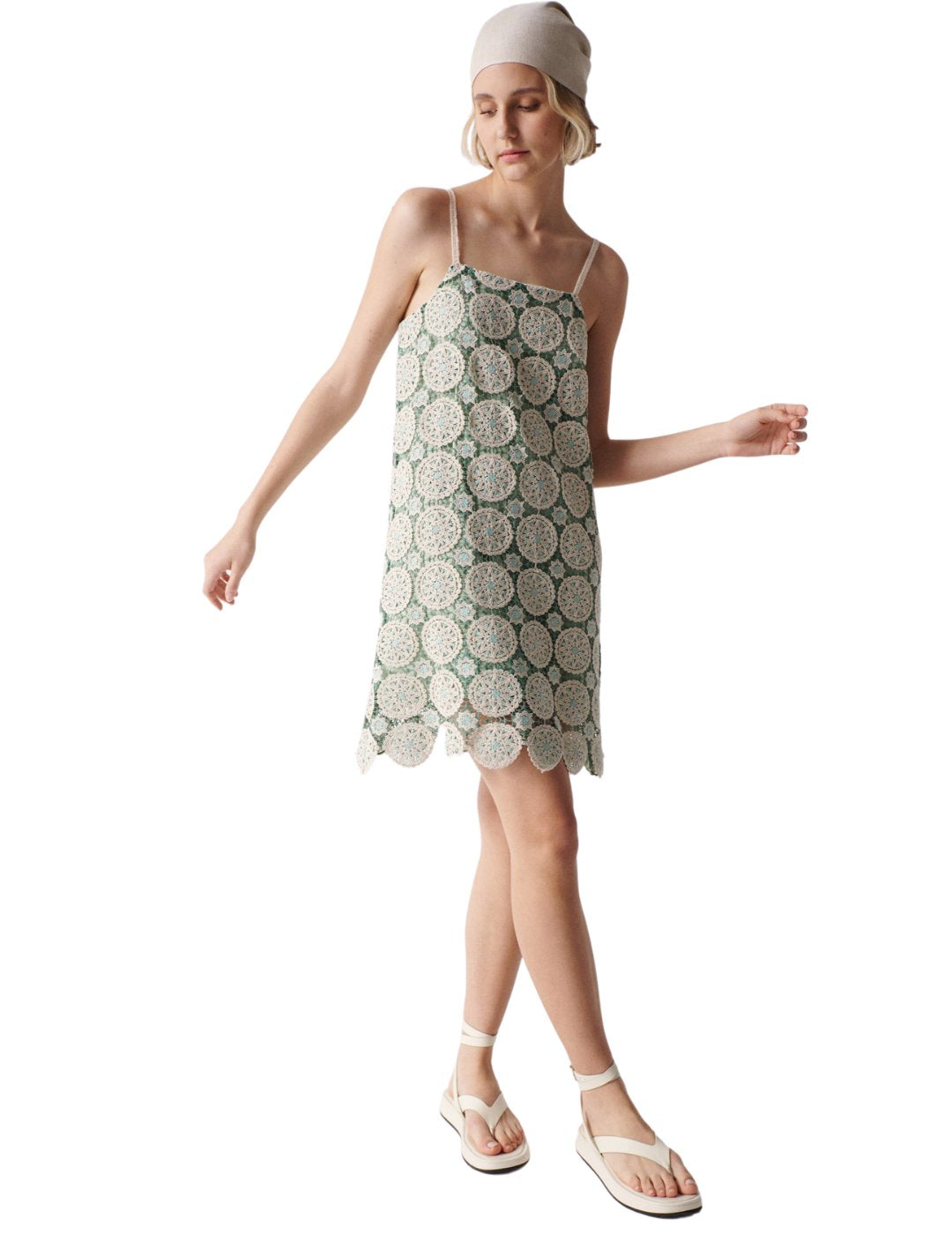 Vestido mini de crochet Salsa Verde | Bicos de Fío