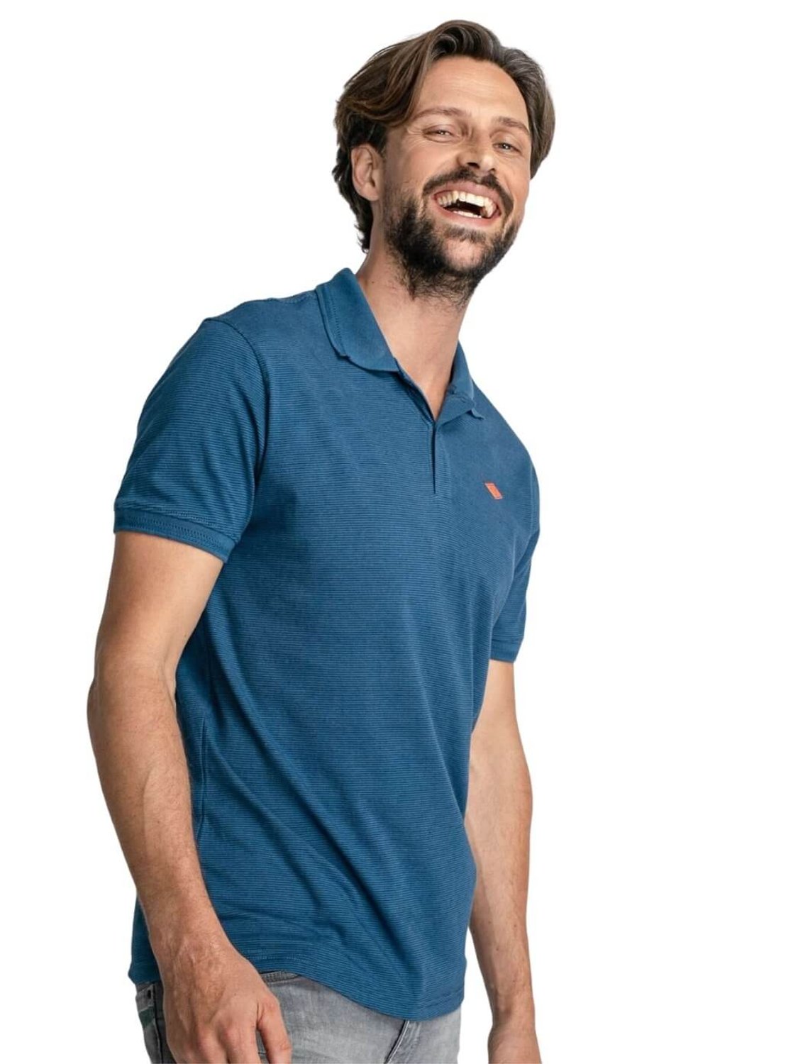 Polo azul de manga corta con logo Petrol Industries | Bicos de Fío
